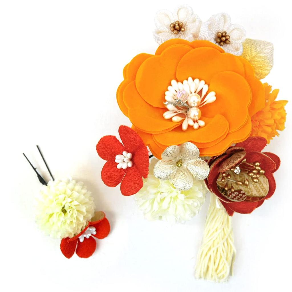 Sada vlasových ozdob Furisode ceremonial Yellow Tsumami Crafts Crepe [Kyoto Usagido] 2dílná sada pro dospívání kk-026