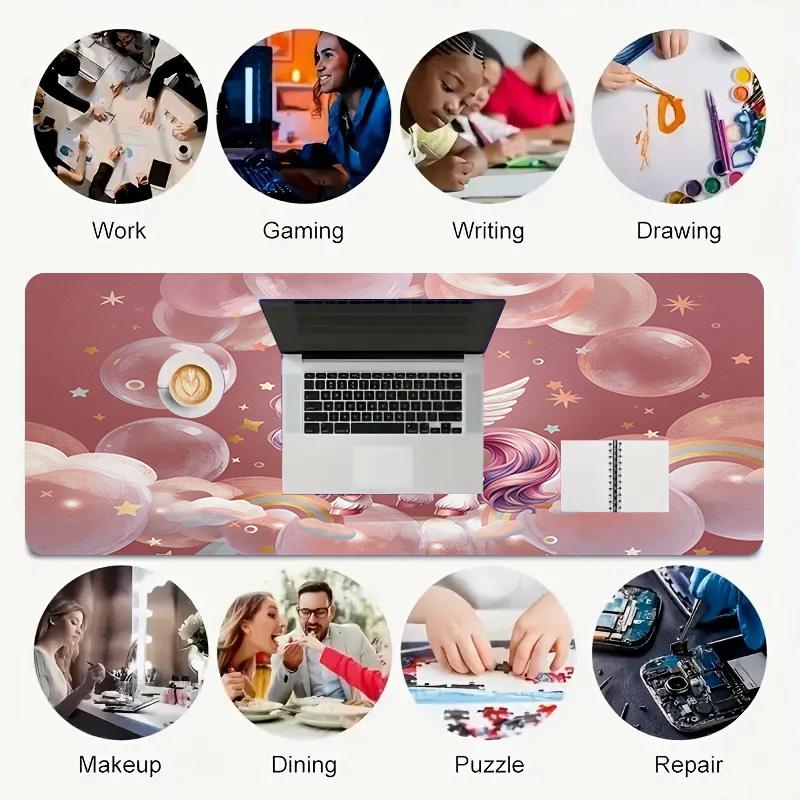 Unicorn Fantasy Xl Gaming Mouse Pad Nonslip Rubber Base Stitched Edge Waterproof Desk Mat For Pc Laptop Gamer Office Computer Accessories C927677