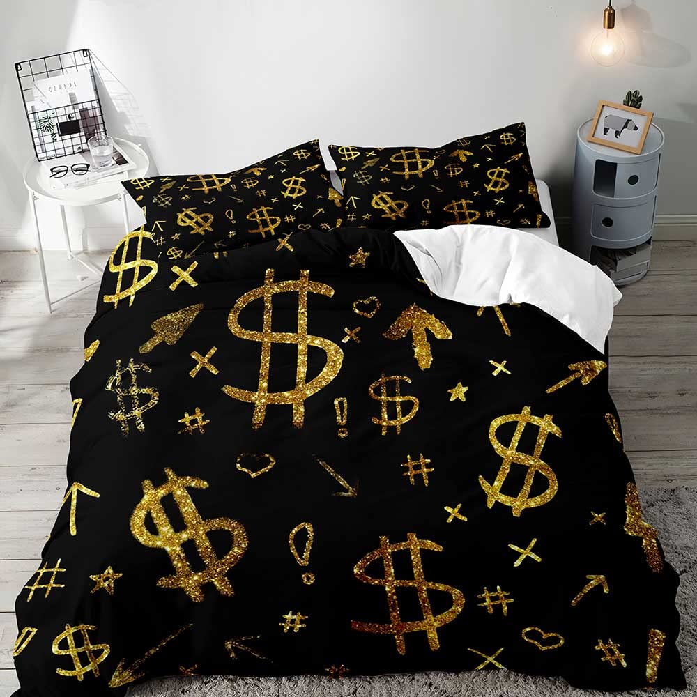 Money Duvet Cover Set,Dollar Bills Of United States Federal Reserve The Ben Franklin Portrait,Bedding Set 2/3pcs,California King