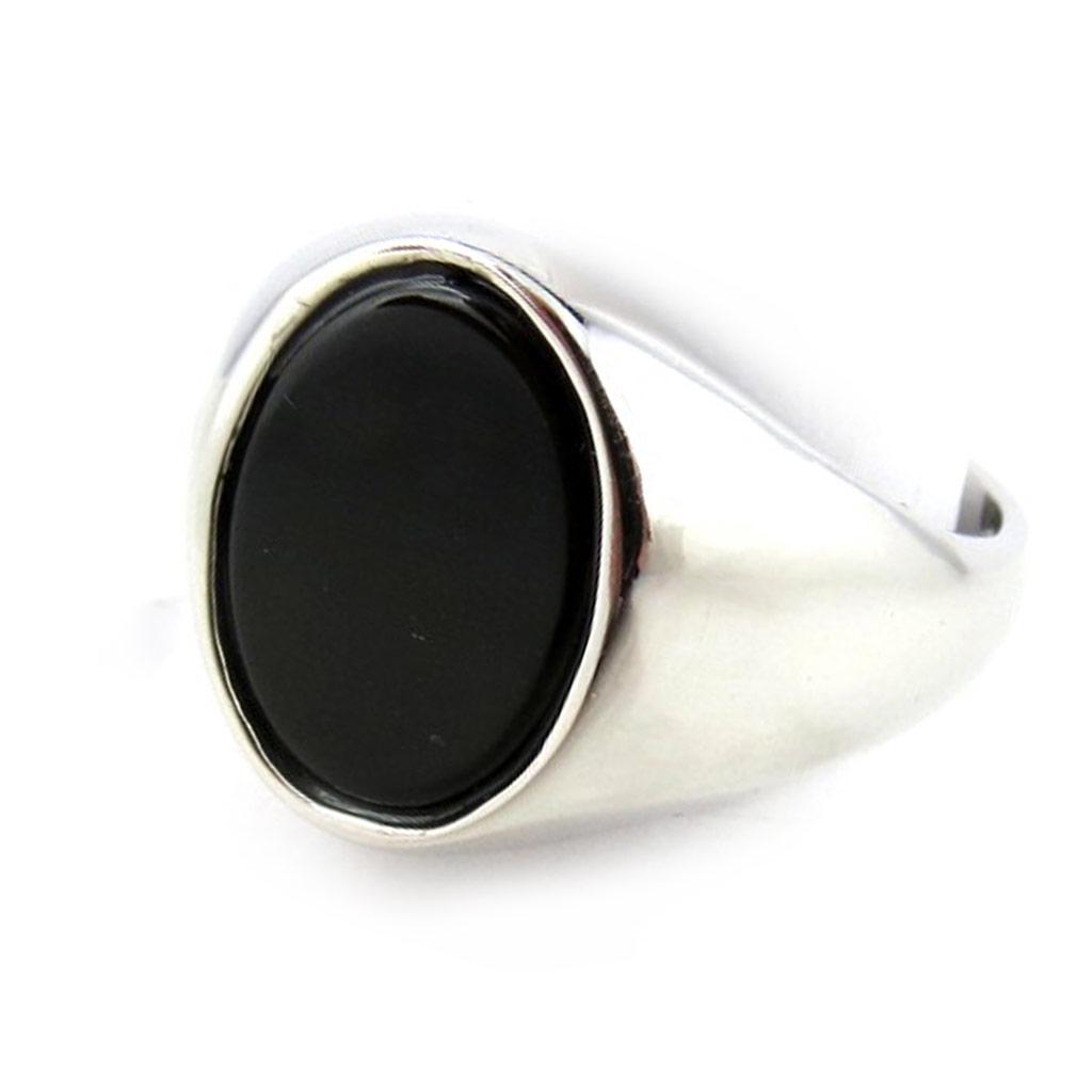Bague Homme Argent 'King' onyx (rhodié) - 11x14 mm