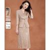 Completo gonna con giacca jacquard floreale e revers a tacca Meilanni