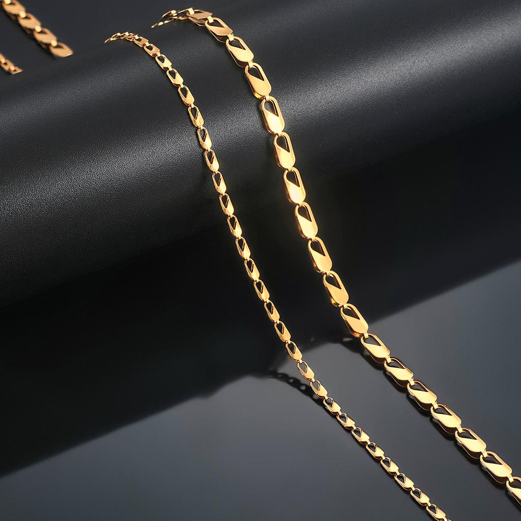 2.5mm/4.2mm Stainless Steel Unique Clasp Necklace Chain Gold and Silver for Women Girls 14-30 Inch