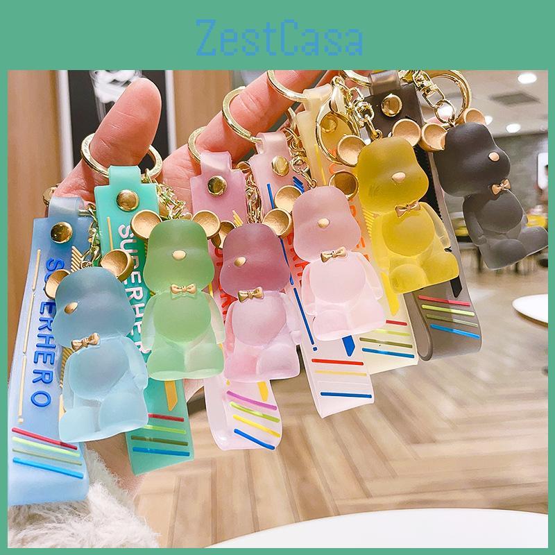 Creative Resin Transparent Crystal Palm Bear Keychain Cute Gift For Couples And Backpack Decoration