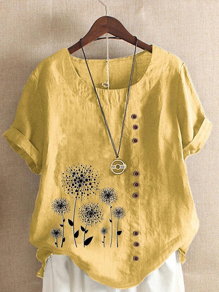 2024 Spring Summer Women Printed Loose Fit Pullover Shirt Large Size