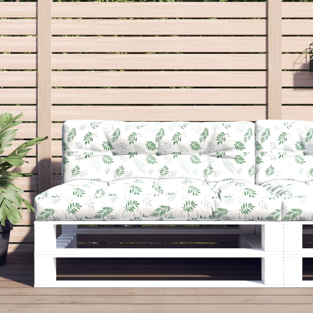 2 Piece Pallet Cushions with Leaf Pattern Fabric