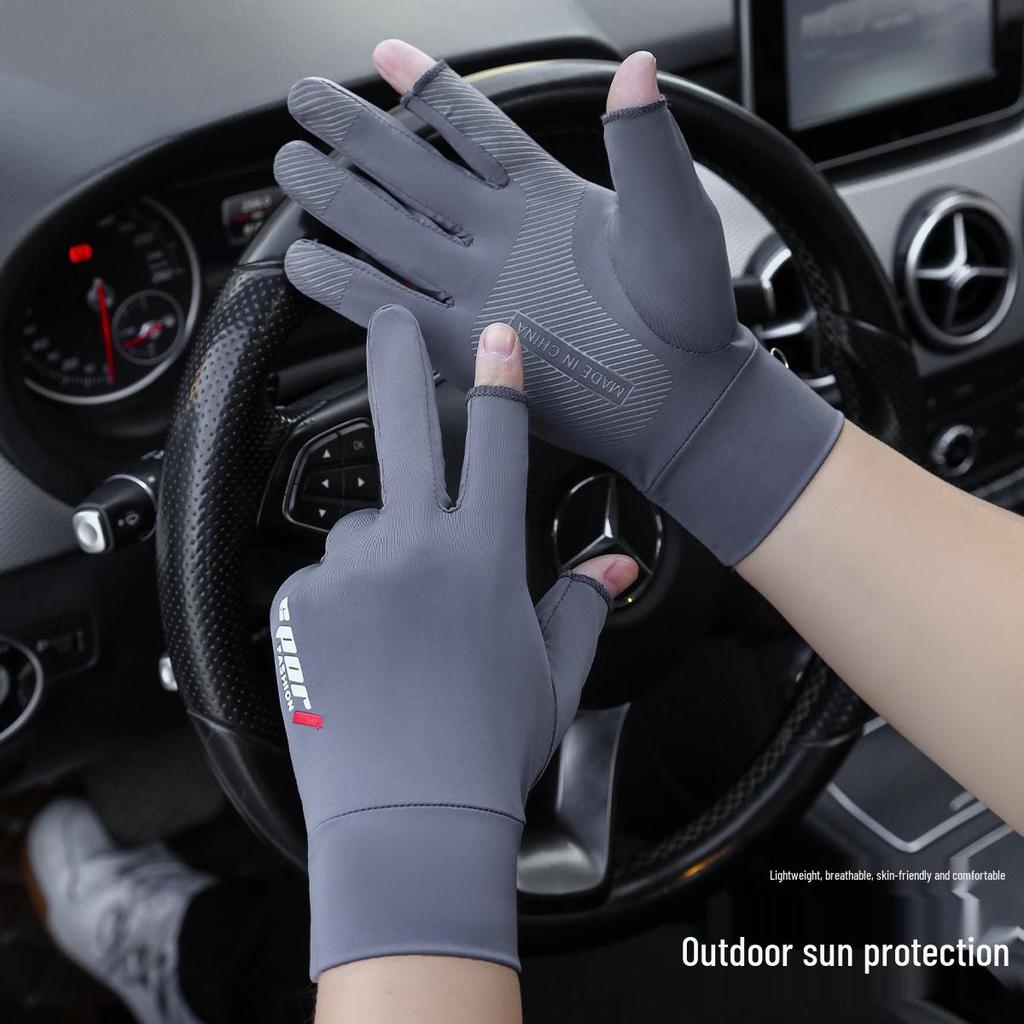 Men's Breathable Fingerless UV-Protection Gloves for Cycling, Fishing, and Driving