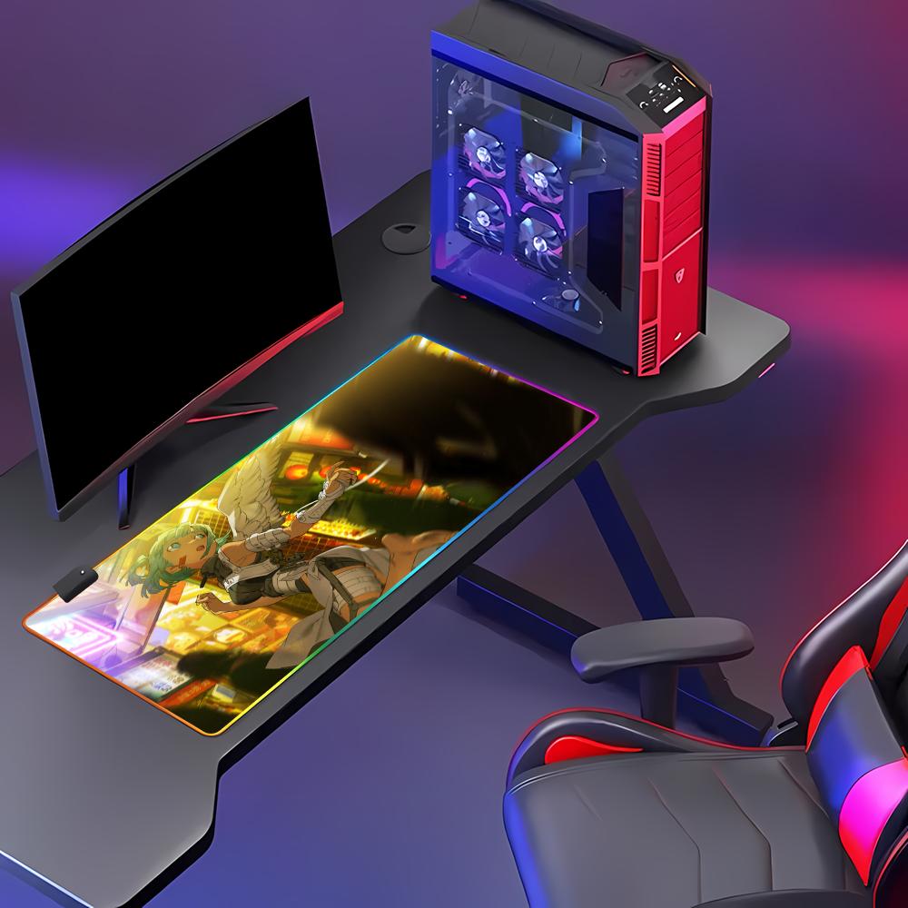 Art Yoneyama Mai Mouse Pad RGB Gaming Mouse Pad HD Gamer Large LED Light XXL MousePads PC Computer Pad Non-slip