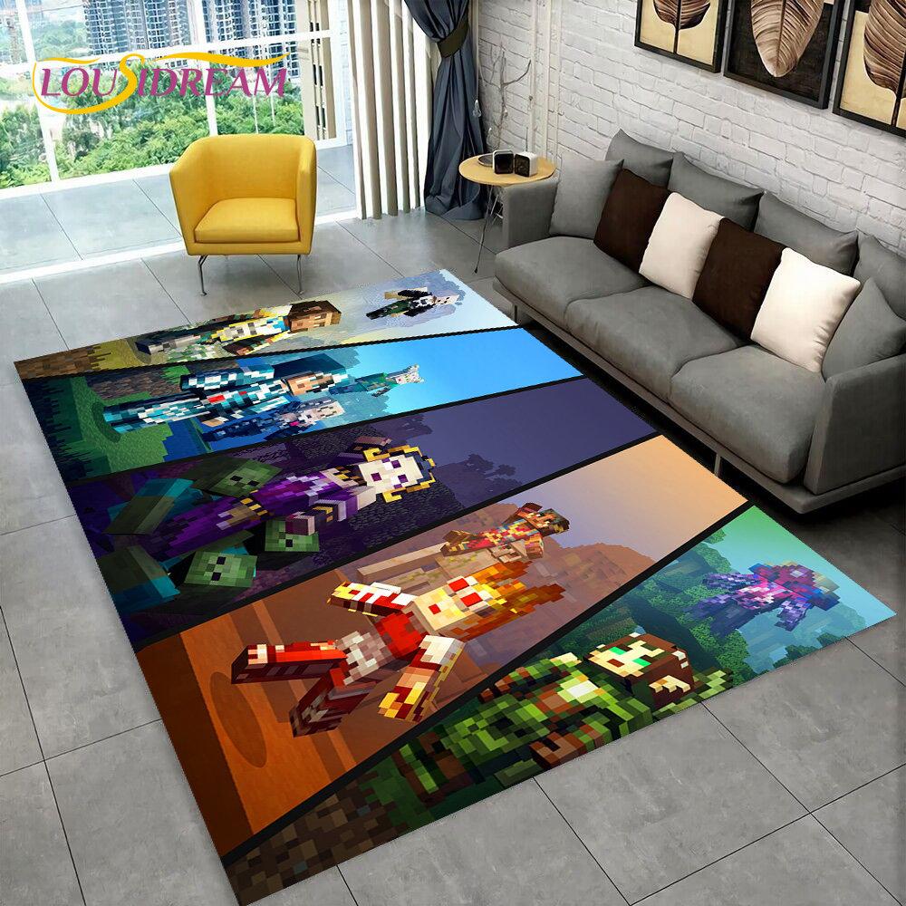 3D MC Sandbox Games Gamer Cartoon Area Rug,Carpet Rug for Living Room Bedroom Sofa Doormat Decoration,kids Non-slip Floor Mat