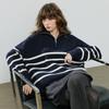 Chuyu Women's 2025 Winter Striped Polo Collar Knit Sweater