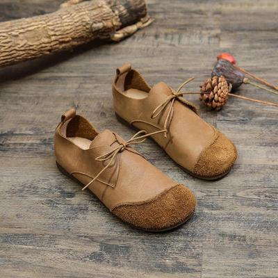 Zapatos Planos de Encaje con Cordones de Cuero Hechos a Mano Estilo Mori Girl Retro - Zapatos Versátiles, Transpirables y Cómodos para Mujer