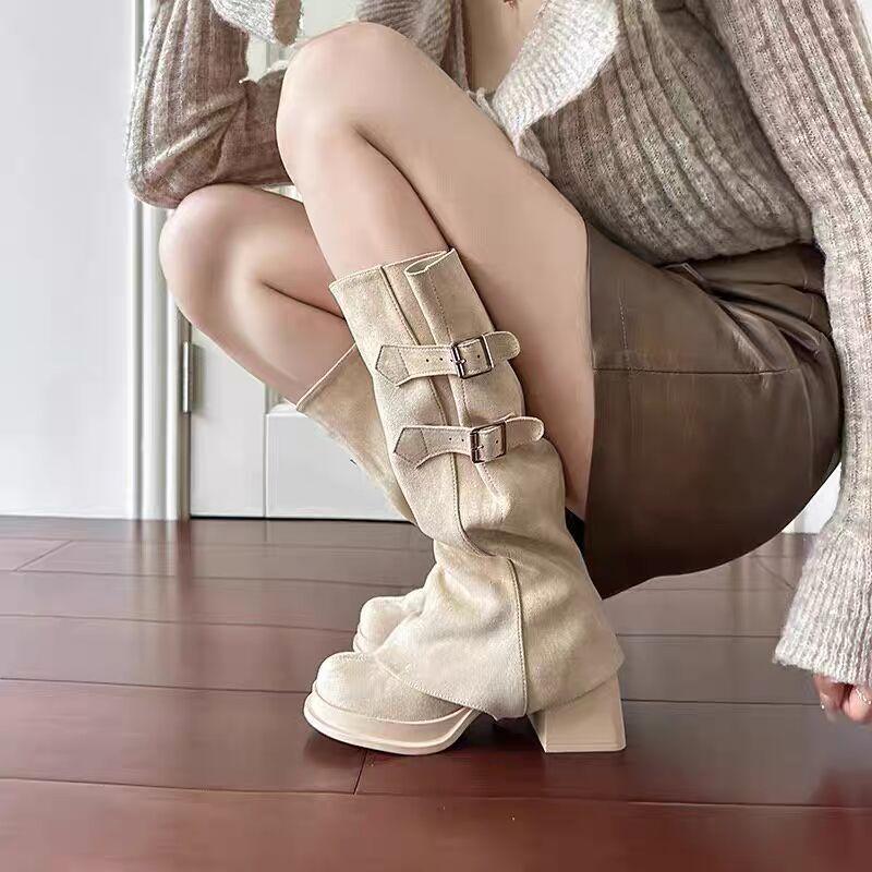 Damenschuhe können zweimal getragen werden, Stiefelletten mit runder Spitze, wasserdicht, Plateau, geringe Höhenerhöhung, dicker Absatz, Martin-Stiefel