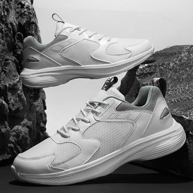 

Мужская обувь летняя сетчатая дышащая универсальная повседневная молодежная для бега нескользящая спортивная большого размера маленькие белые кроссовки для папы 44