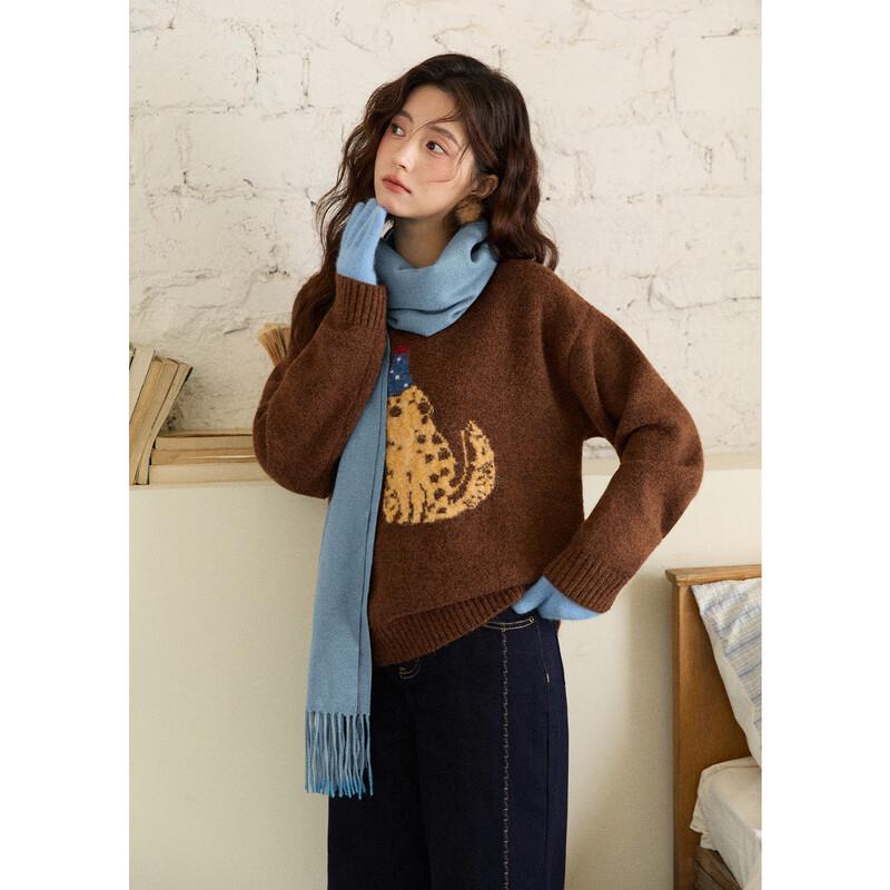 Women s Korean Style New Year Puppy Jacquard Knit Sweater S