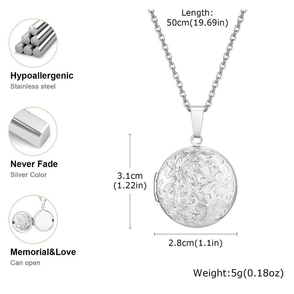 Free Photo Custom Necklace Stainless Steel Flower Openable Photo Frame Round Pendants Necklaces for Women New Fashion Jewelry