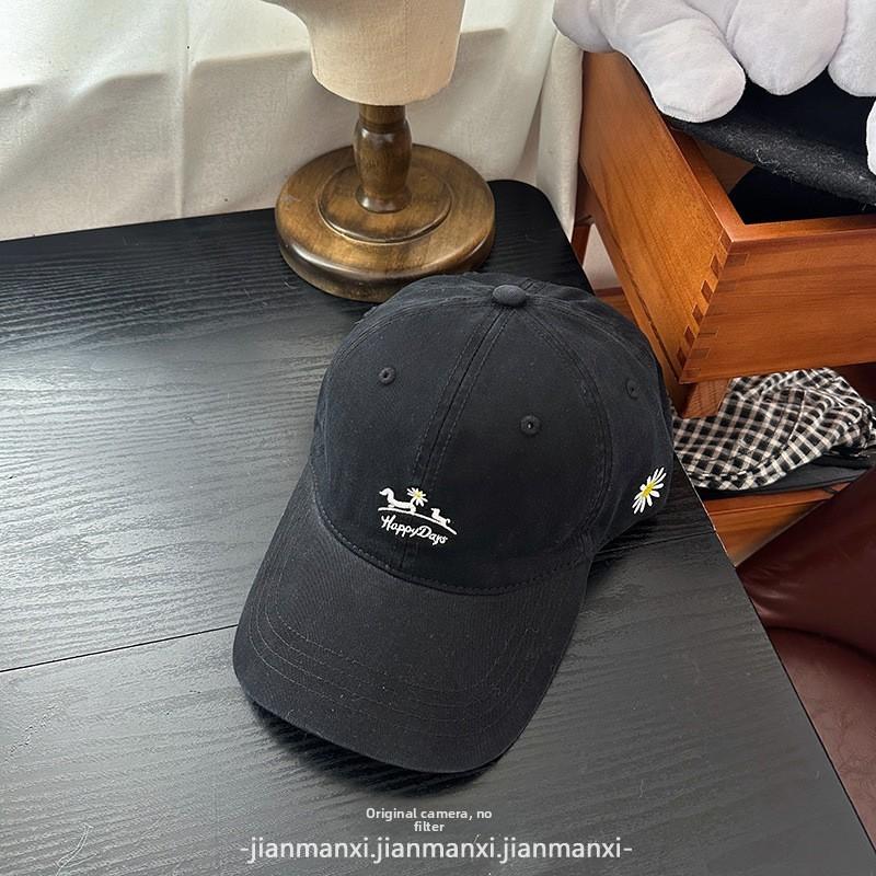 Minimalist Embroidered Baseball Cap With Sunshade For Spring And Fall Fashion Enthusiasts чёрный