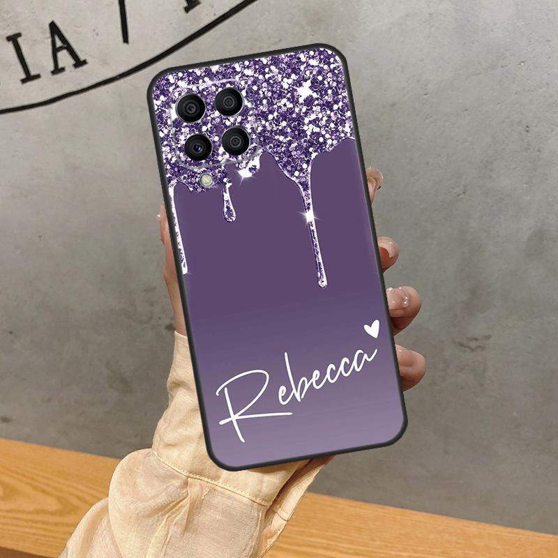 Glossy  Glitter Personalised For Samsung Galaxy M16 M34 M11 M35 M21 M06 M33 M13 M53 M31 M55 M15 M14 M54 M12 M32 M52 Case