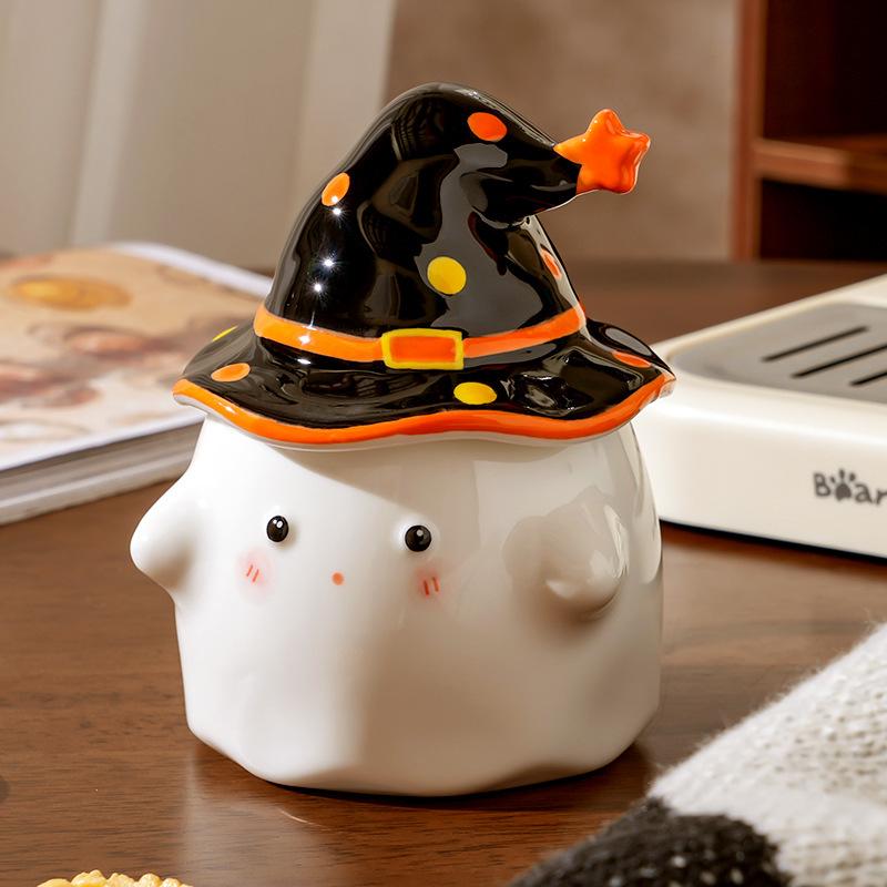 Creative Cartoon Ceramic Cup With Lid, High-Value Wind Couple Water Cup Gift Box, High-Sense Souvenir Gift