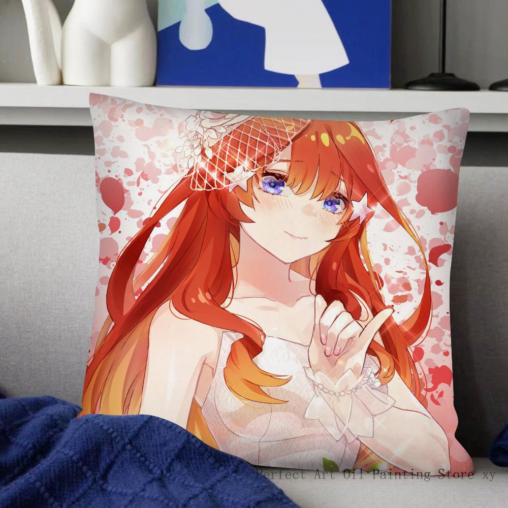 

Anime Girl Itsuki Nakano Pillow Case Fashion Square Pillowcase Bedroom Sofa Room Ins Decoration Leisure Cushion Cover 40x40 16x16Inch