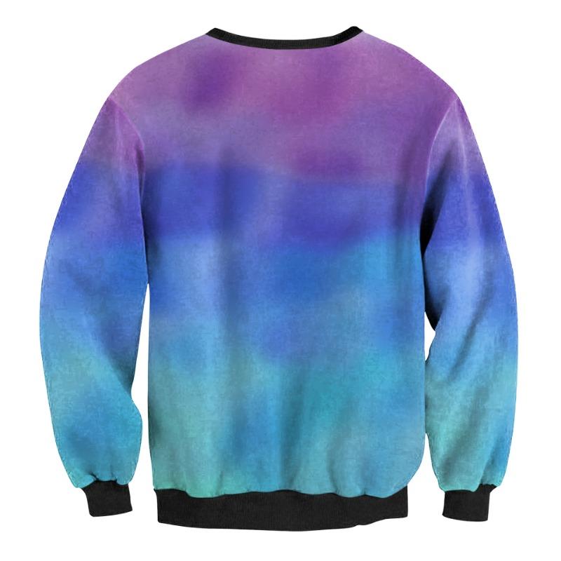 Halloween new threaded crew neck sweater digital printing branches gradual change color personality casual sweater women