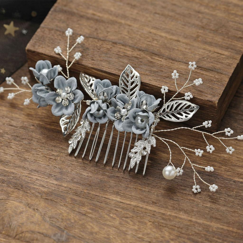 Koreanische Braut Hochzeitskopfschmuck Mode blau lila rosa weiß frische Haarkämmung Damen Kinder Brautjungfer Haarschmuck