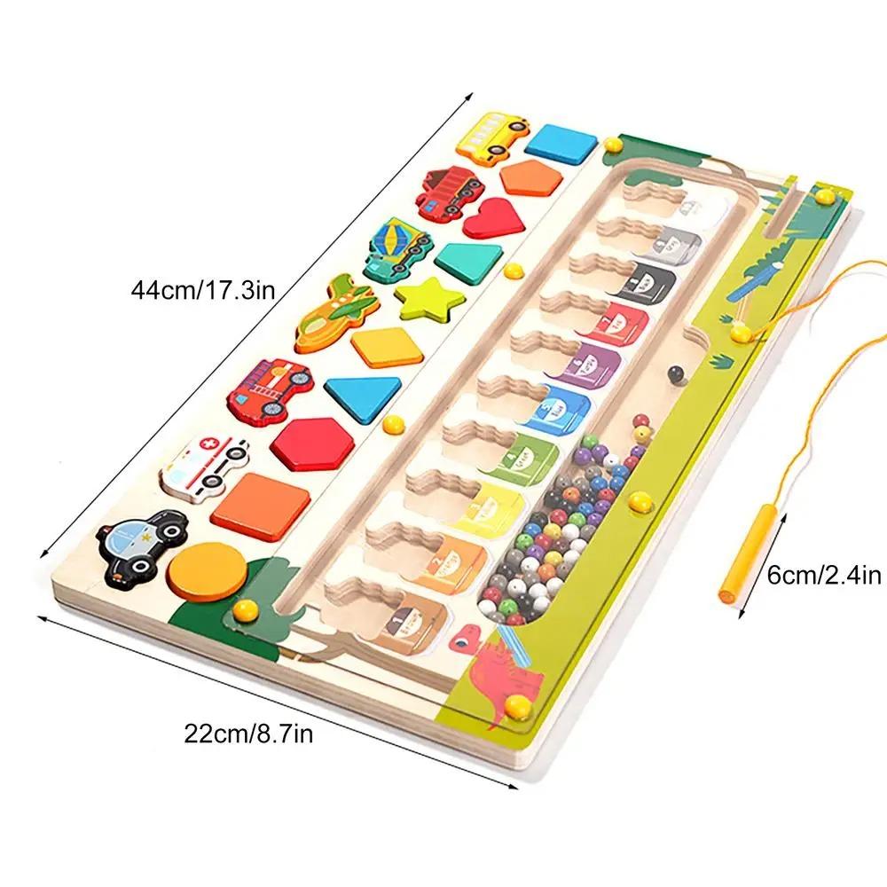 Montessori Magnetic Wooden Maze Toy Color Sorting Shape Matching Early Educational Toy Math Learning Puzzle Board for Children