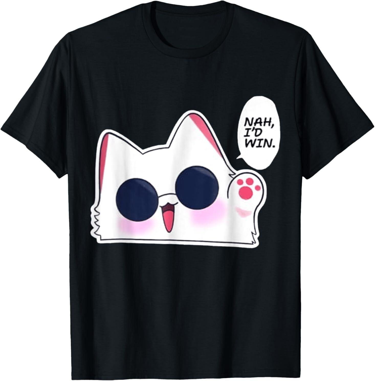 

Nah Id Win Anime Cat Japanese MEME FUNNY TShirt S