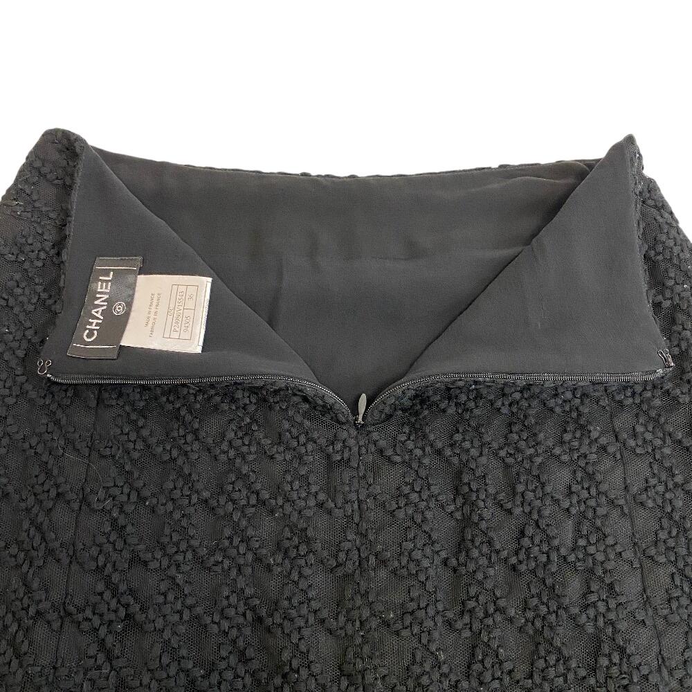 CHANEL P24980V15543 wool skirt black wool Used