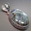 Labradorit Edelstein Handgefertigt 925 Sterlingsilber Schmuck Anhänger 2.17" AH-852