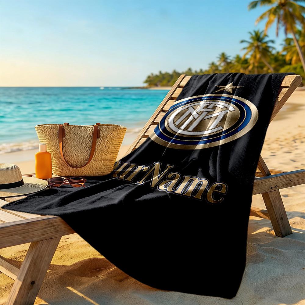 Inter Milan Personalized Name Beach Towel High Absorbency & Quick-Dry