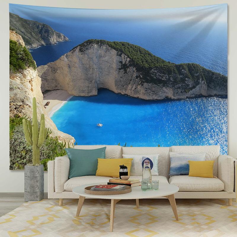 Scenic landscape background fabric digitalprinted polyester tapestries living rooms bedrooms macrame wall hanging room decor
