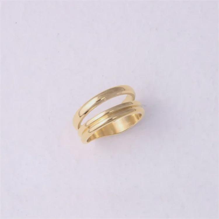 eManco Women's Multi-Layer Geometric Gold-Plated Stainless Steel Ring