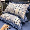 Princess Style Print Pillowcase Korean Style Fashion Lace Soft Pillow Core Cover A Pair of Cotton Pillowcases for Adults