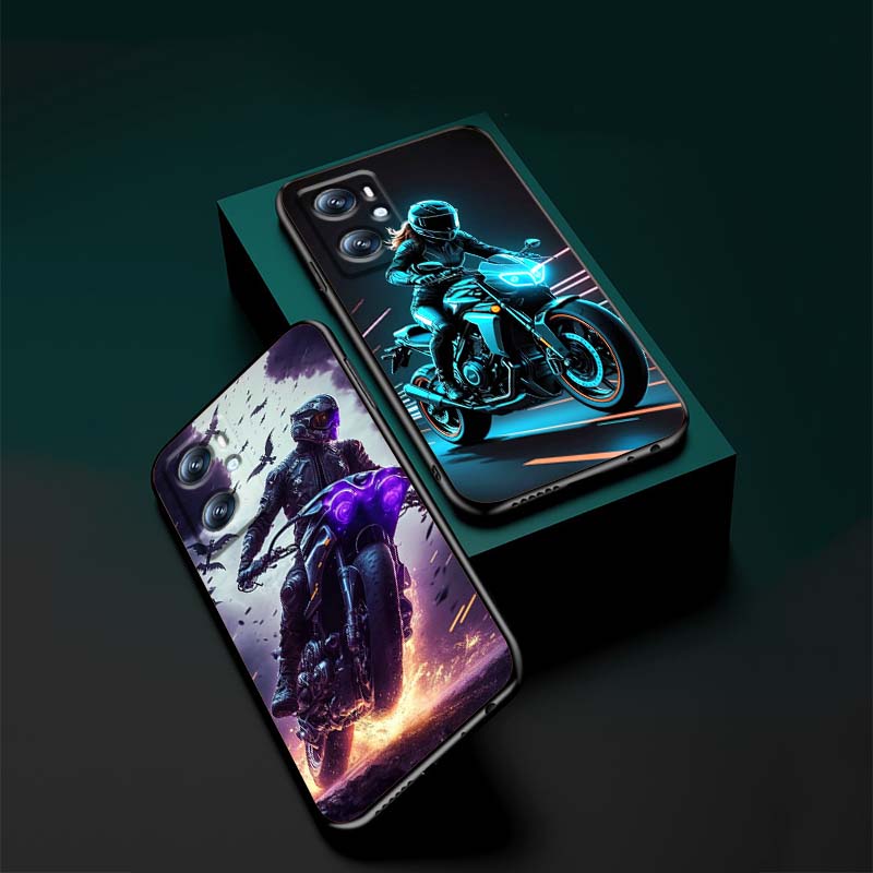 Model Rider Cool Phone Case For OPPO Reno 5 6 7 A96 A40 A58 Realme GT A74 A78 Neo2 A74 A78 Find X5 X3 X7 X8 Black