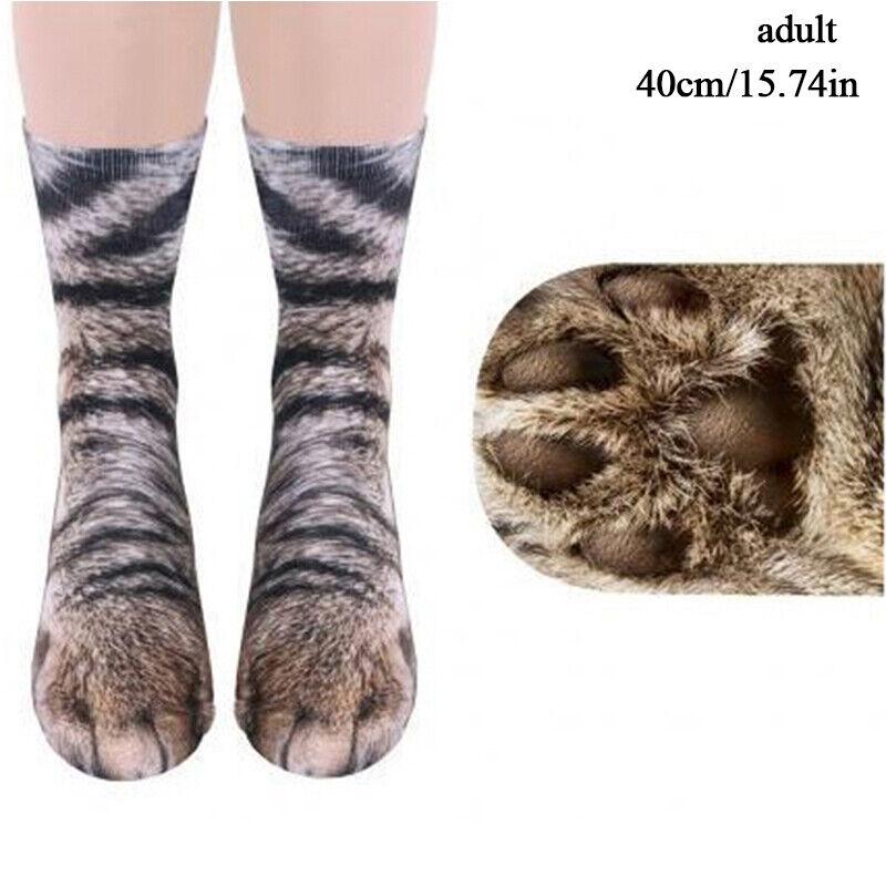 

Забавные эластичные носки унисекс для взрослых и детей, носки с 3D принтом в виде лап животных, Великобритания adult cat