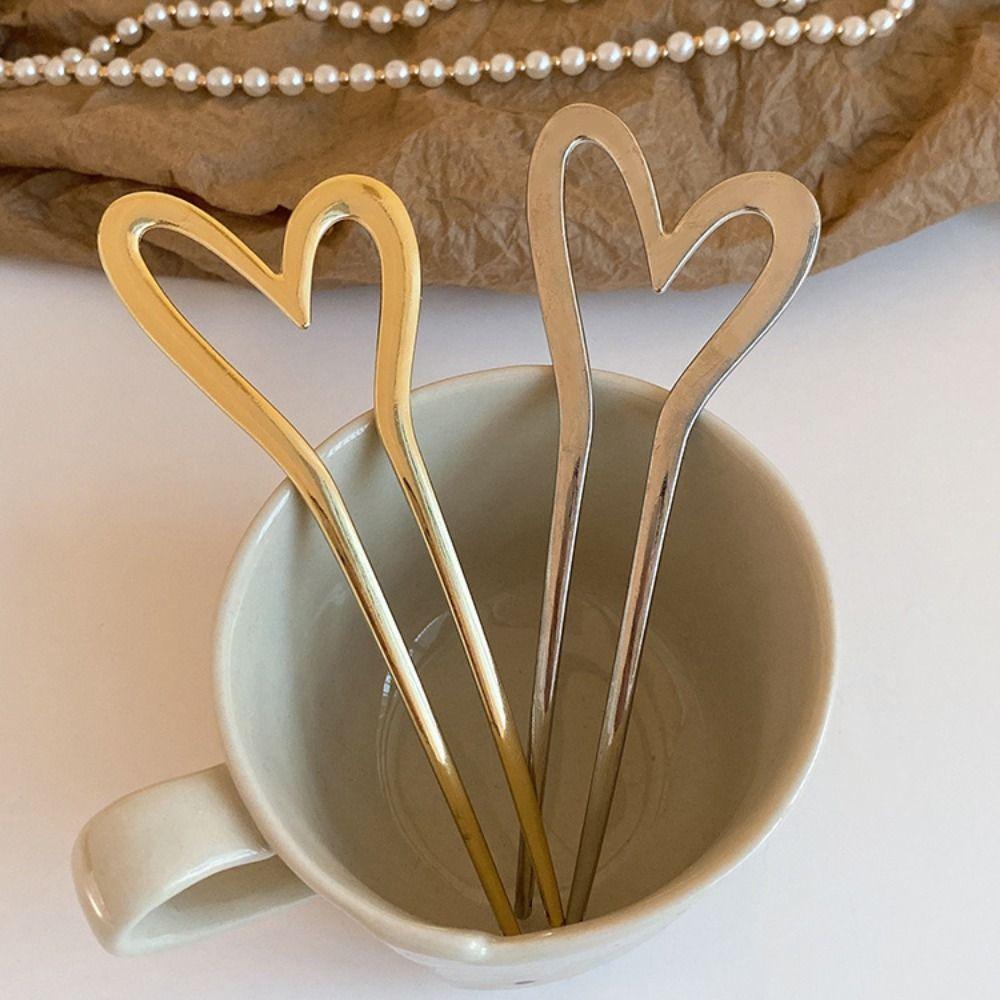 Hairstyle Tools U-shaped Hair Stick Zinc Zinc Alloy Love Heart Hair Stick Elegant Metal Hairpin  Girls