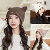 Winter Cute Cat Ear Knitted Hat Warm Beanie Winter Pullover Cap for Womens Girls