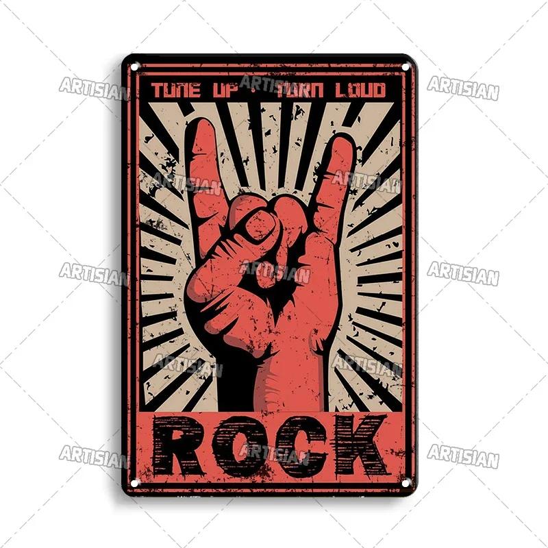 Postarzany Metalowy Plakat Muzyka Dekoracyjny Talerz Klasyczna Metalowa Tabliczka Rockowa Płyta Ścienna Bar Garaż Kawiarnia Ściana Dekor Przemysłowy Metalowe Znaki