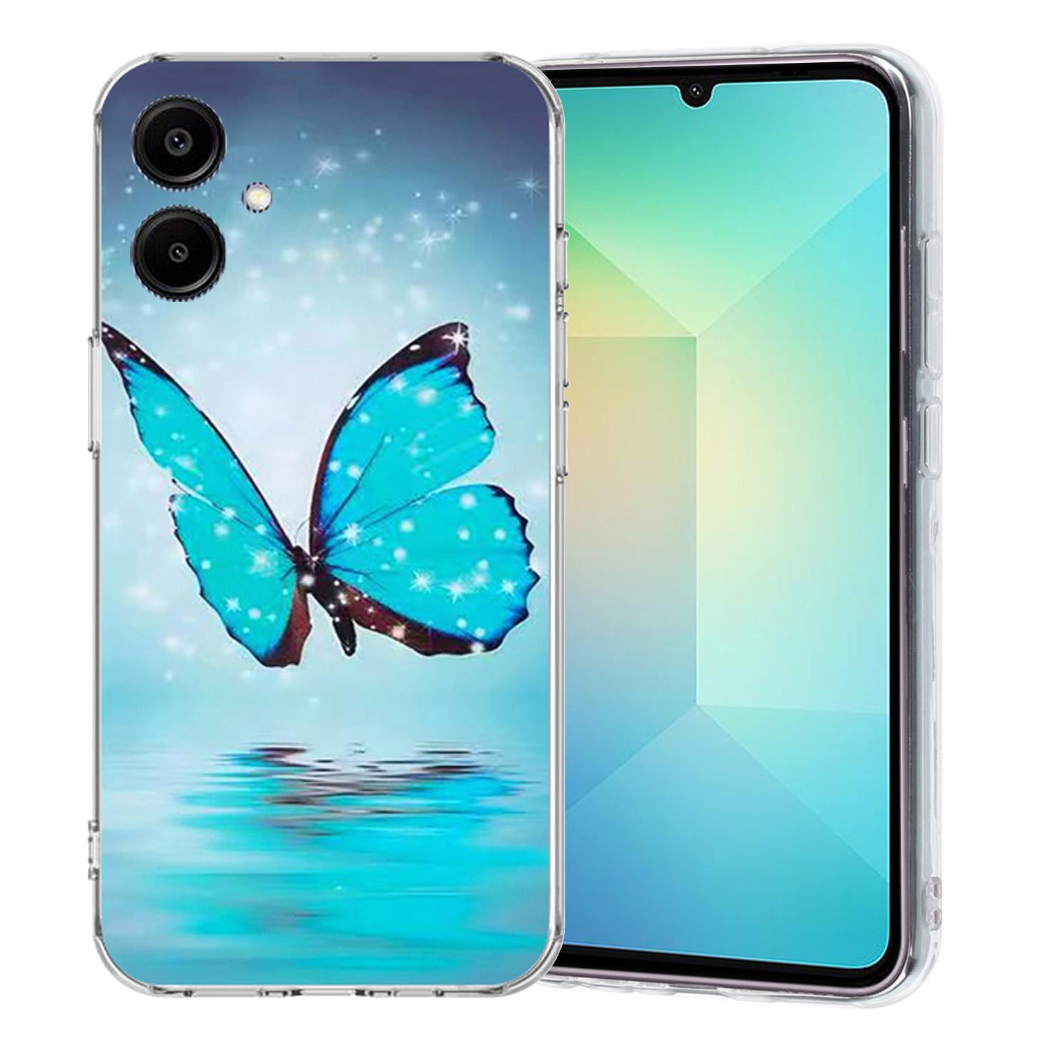 

For Samsung Galaxy A07 4G Case Pattern Printing Cell Phone TPU Back Cover Blue Butterfly