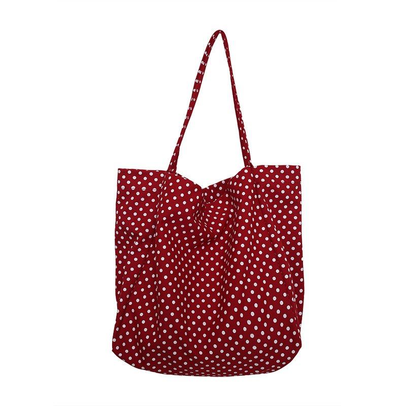 New canvas tote bag fashion trend hot-selling versatile casual large-capacity polka dot shoulder bag college student commuting
