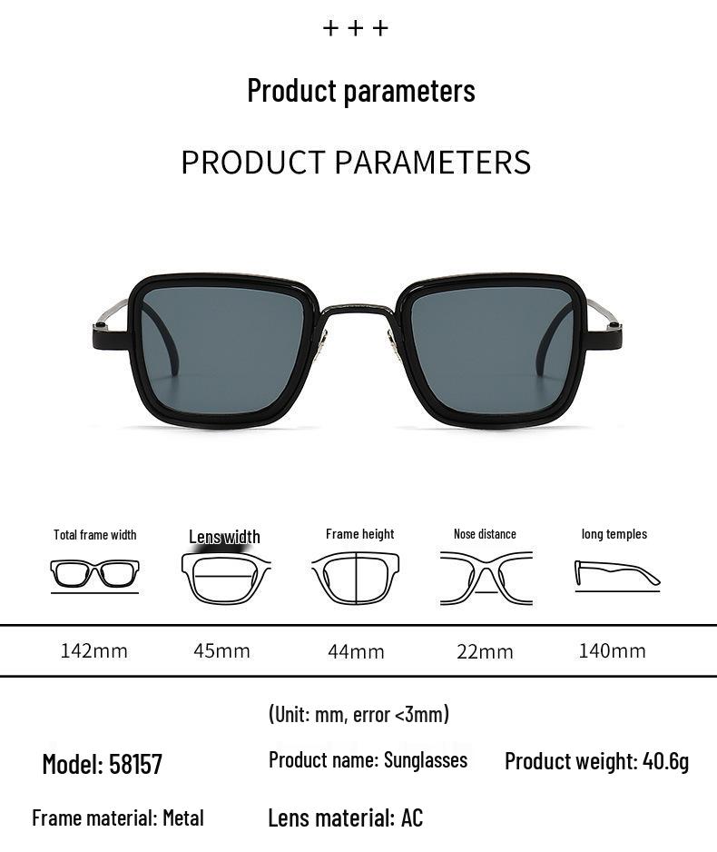 Unisex Vintage Square Frame Sunglasses: Trendy Metal Thick-Rimmed Outdoor Fashion