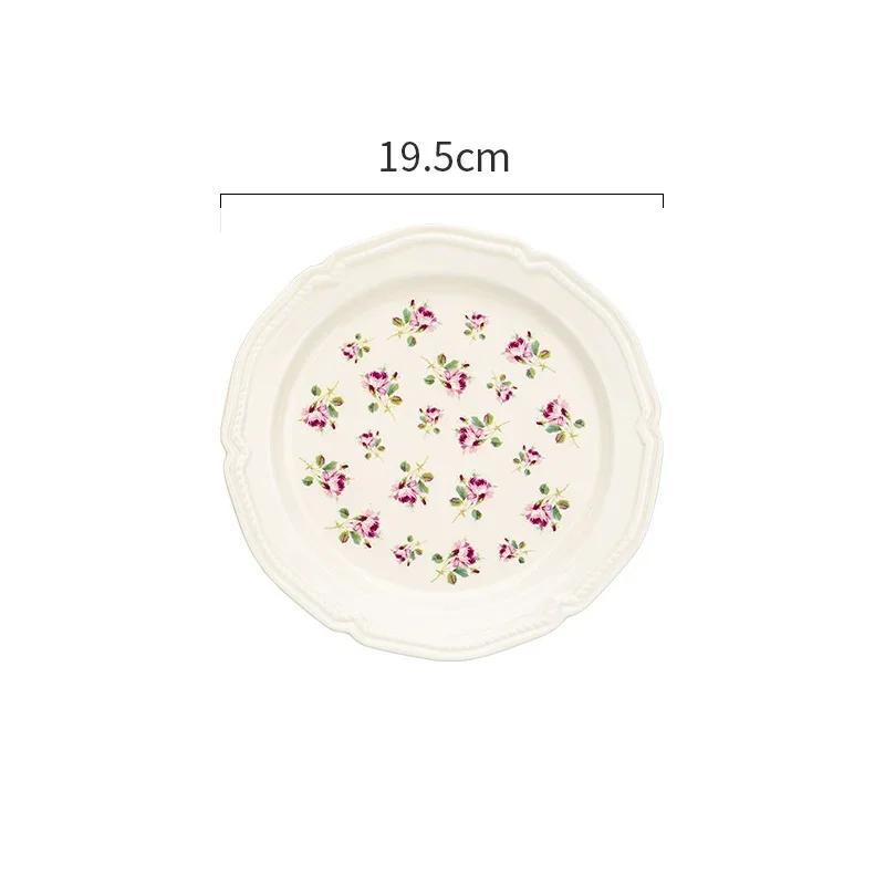 

Набор тарелок с узором «роза» Тарелки для стейка Паста Тарелки Фруктовый салат Торт Кремовый суп Чаша Наборы столовых приборов Романтичные винтажные керамические тарелки