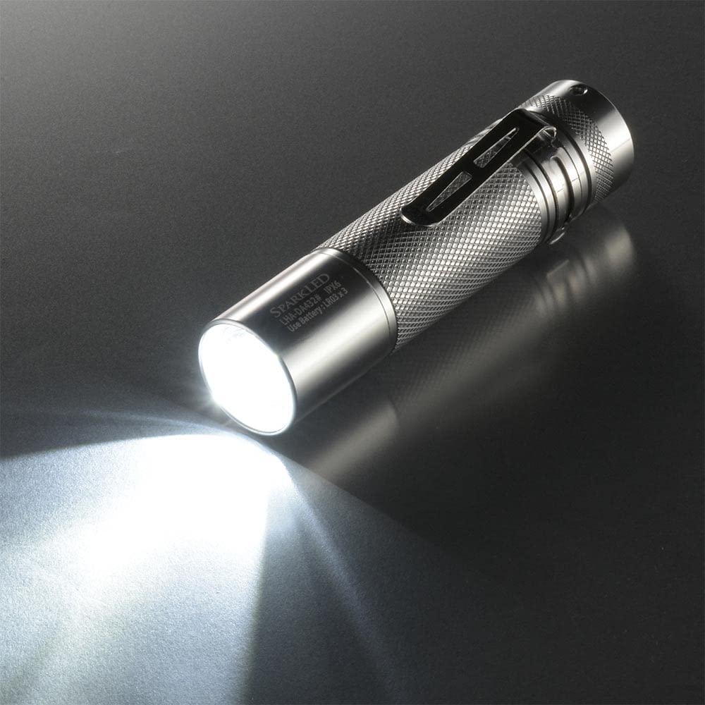 OHM Electric Waterproof Flashlight with Sparkled Pure 400 ANSI Aluminum Body LHA-DA432-S2 Beam, Lumens, Dimmable, IPX6, Compliant, (Product Code