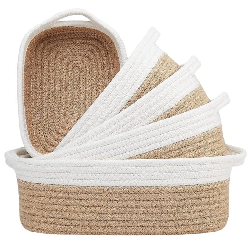 Sturdy Cotton Rope Storage Baskets Set of 5 Accessory for Organizing Clothes Toy And Enhancing Home Decoration