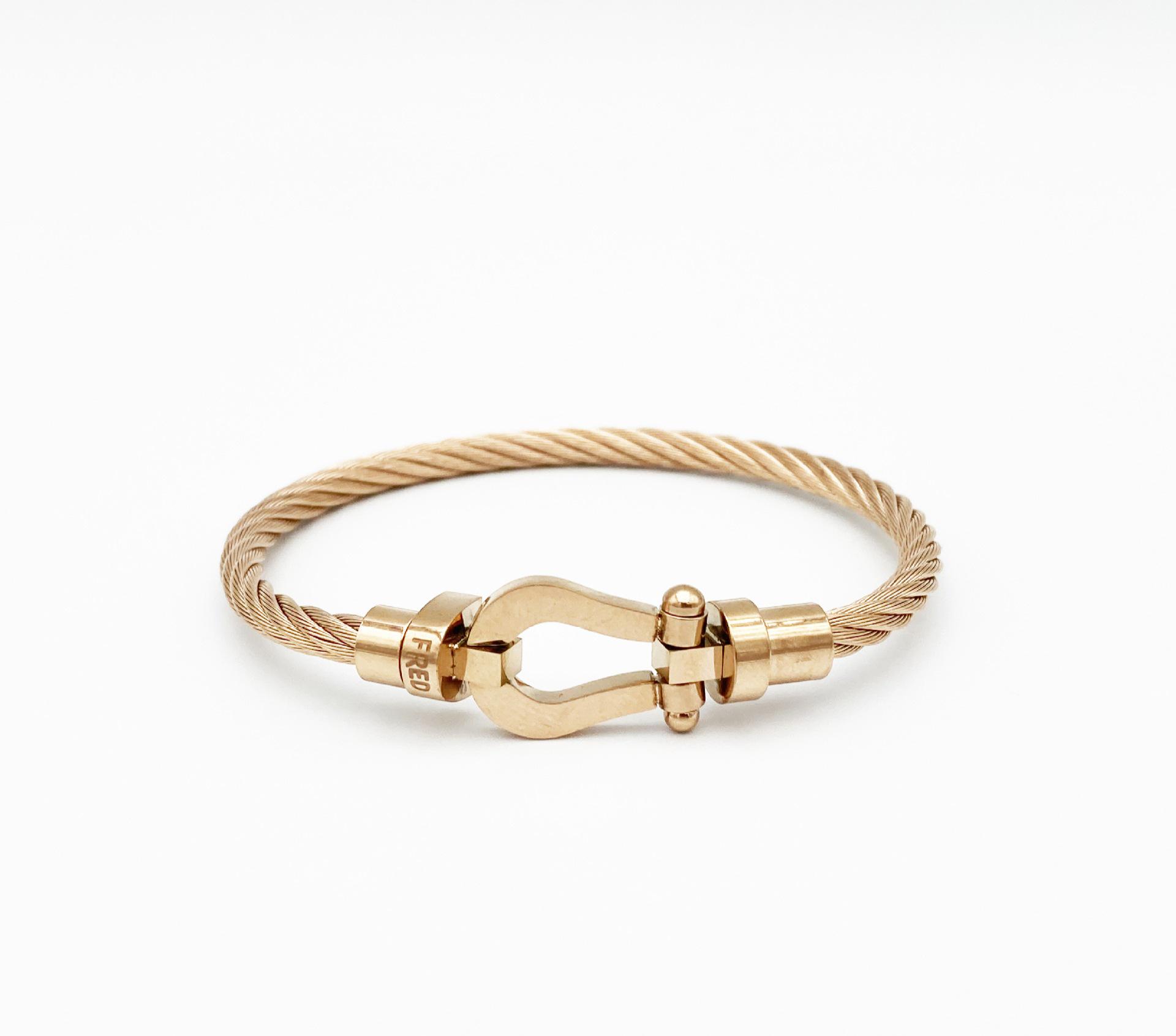 

Подковообразная магнитная пряжка браслет из нержавеющей стали и розового золота титана