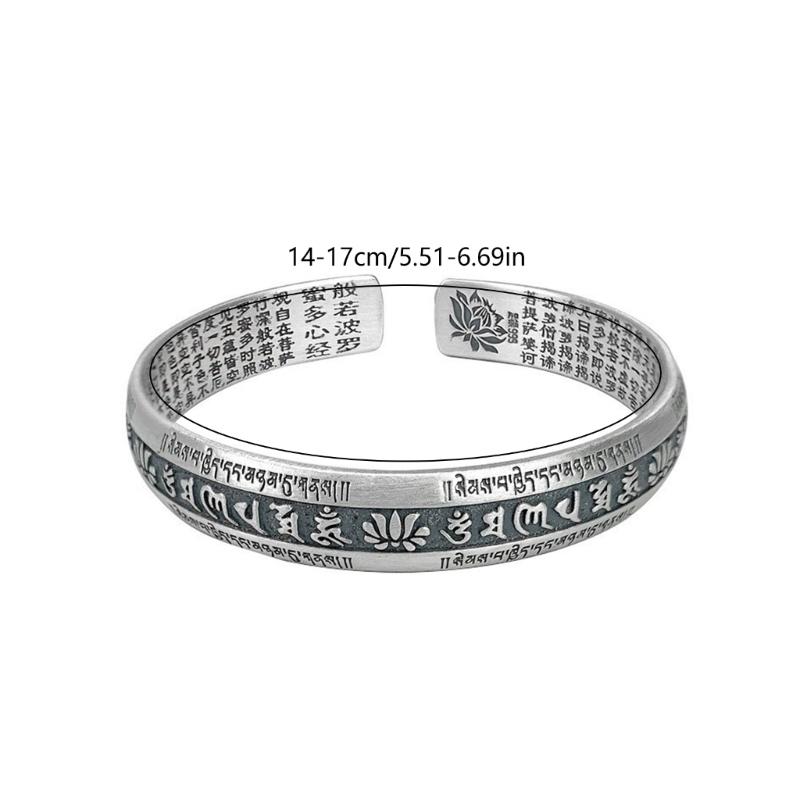 Engraved Open Cuff Bracelet with Vintage Script Detail and Floral Accent, Silver Tone Bangle for Festive Styling and Everyday Wear Use