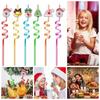 6pcs Spiral Christmas Spiral Straw Santa Claus Snowman Christmas Party Supplies  Christmas