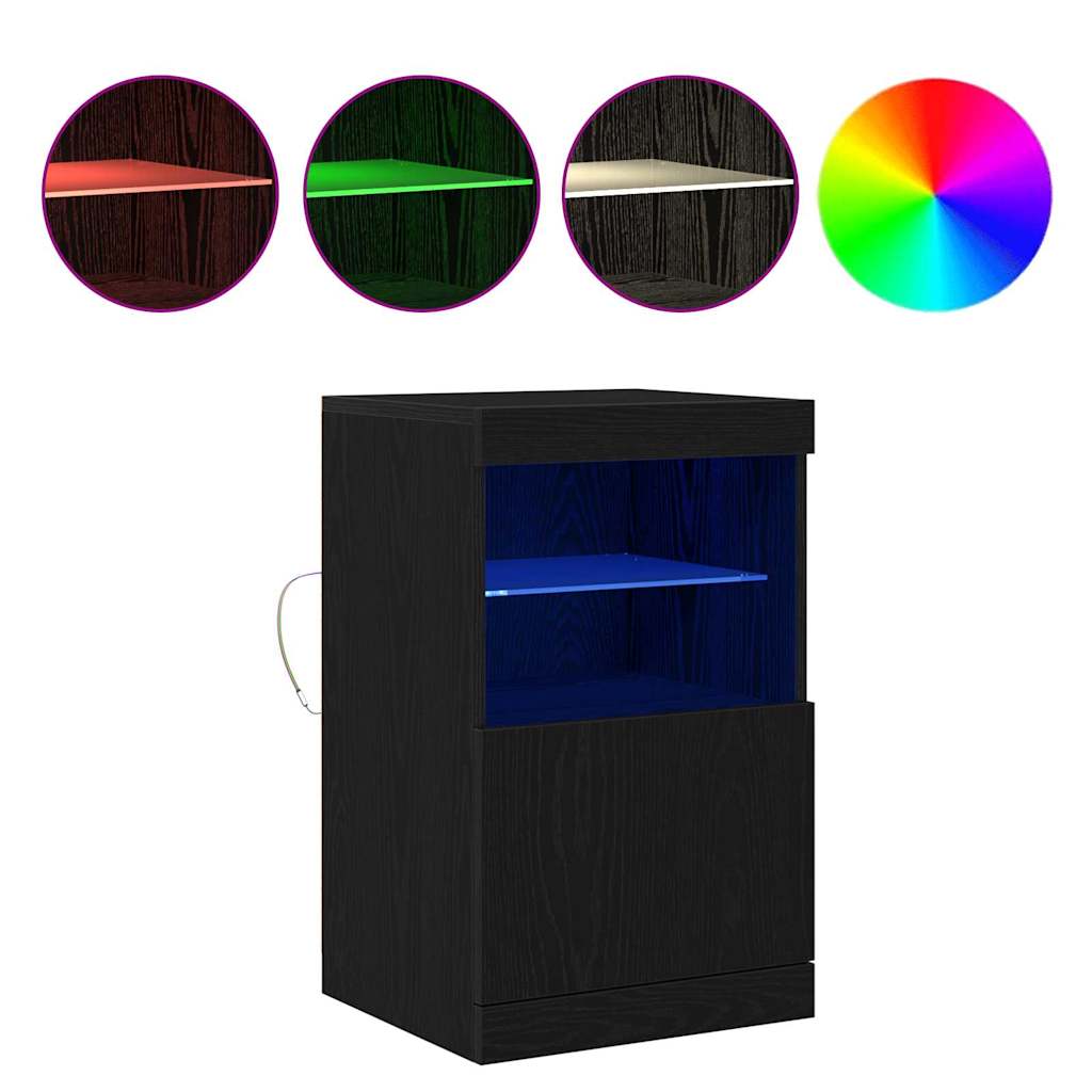 LED Sideboard in Black Oak Look 41 x 37 x 67 cm