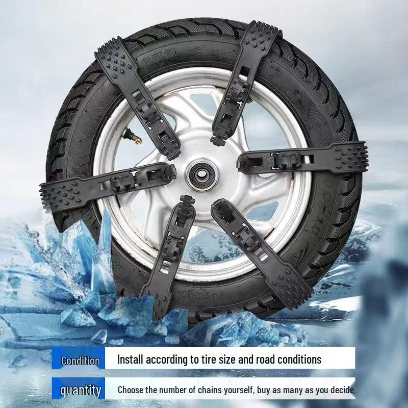 Universal Electric Vehicle Winter Tire Chains for Motorcycles, Bikes, and Three-Wheelers