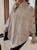 European & American High Neck Button Cable Knit Batwing Sweater for Women - Autumn/Winter Fashion