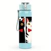 1PC Two Cats Bow Tie Bust 750ml Color Plastic Sports Water Bottle Leakproof Flip Straw Lid For Sports Office Home Use